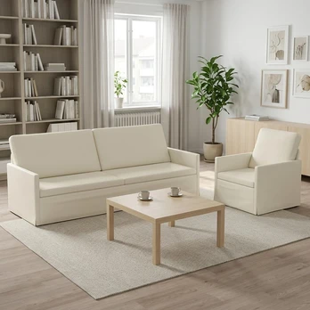Sofa Sofos komplektas 2 vnt. Kreminė Kordūrinis audinys