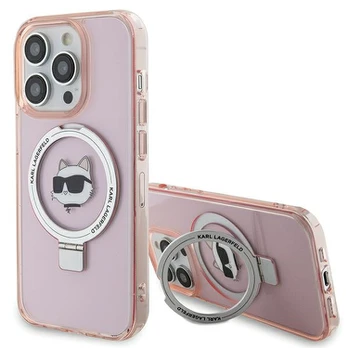 Karl Lagerfeld Ring Stand Choupette Head MagSafe Back Case for Apple iPhone 15 Pro Max