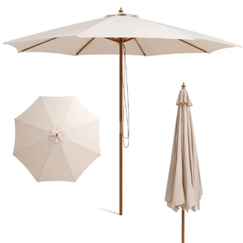 Lauko skėtis su mediniu stiebu, Ø 300 cm
