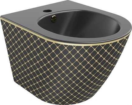 Pakabinama bidė Mexen Lena, Black mat/Gold pattern