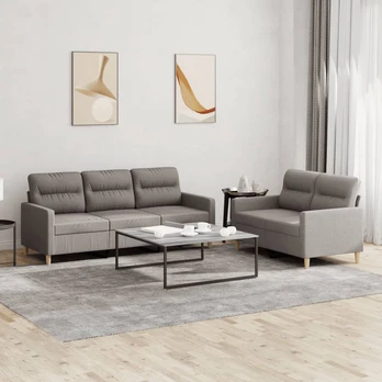 Sofa Sofos komplektas su pagalvėlėmis, 2 dalių, taupe, audinys