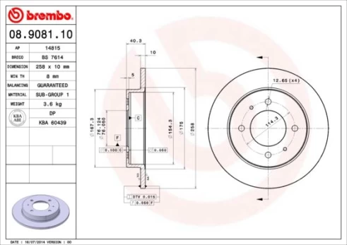 Stabdžių diskas BREMBO 08.9081.10