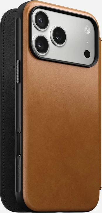Dėklas Nomad Modern Leather Folio, english tan - iPhone 17 Pro Max