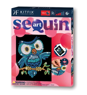 KITFIX DIY „Sequin Art“ raudonasis rinkinys „Pelėdžiukas Ozis“