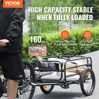 Dviračio priekaba Vevor CT903L, juoda/pilka
