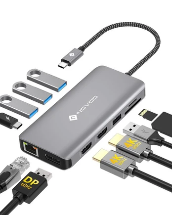 NOVOO 100W USB C Dokas, 4K@60Hz, Triple Display