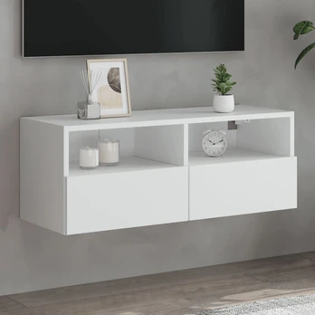 Sieninė TV spintelė, balta, 80x30x30cm, apdirbta mediena
