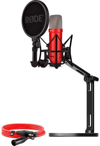 Rode Microphones NT1 Signature +XLR-Kabelis+Desktop Studio Arm (raudona, Bundle)