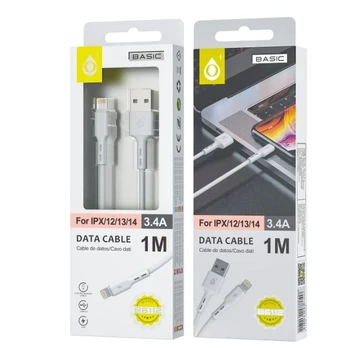 Laidas Iphone USB-A+IPX/12/13/14 OnePlus 3.4A 1m baltas