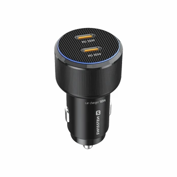 Swissten PD 2x USB-C Car Charger 50W with USB-C - USB-C Cable 1m