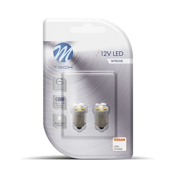 LED lemputės M-Tech L009W - BA9s 12V SMD3528, 2 vnt.