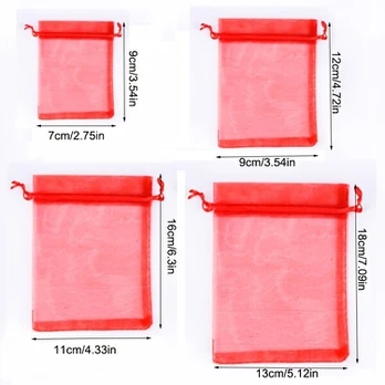 Organza dovanų maišeliai, Red 9*12cm