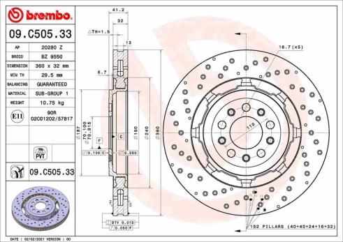 BREMBO 09.C505.33 Brake Disc