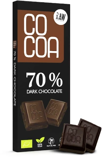Ekologiškas juodasis šokoladas 70 % RAW, 40 g