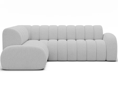 Villeo corner sofa with sleeping function and extendable seat, white bouclé, left-hand, Modern, White