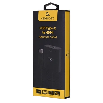 Adapteris Gembird USB Type-C, HDMI, 0.15 m, juoda