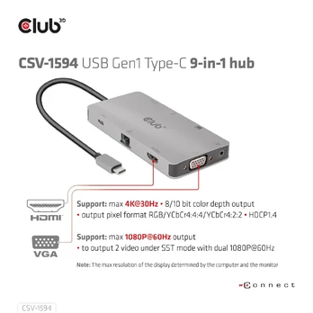 Stotis / replikatorius Club 3D USB-C (CSV-1594)