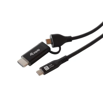 Adapteris AV Equip Equip USB-C->USB-C+HDMI PD100W 4K/60Hz 2.00m Aliuminis