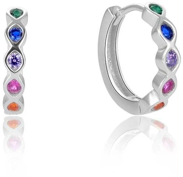 Beneto Round sidabrinis earrings with colored zircons AGUC2696