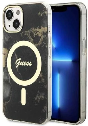 Dėklas Guess Golden Marble MagSafe GUHMP14MHTMRSK iPhone 14 Plus Juodas