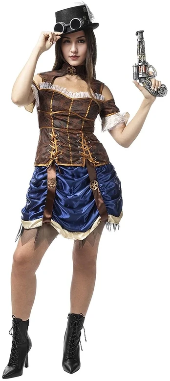 Trumpas Steampunk kostiumas moterims