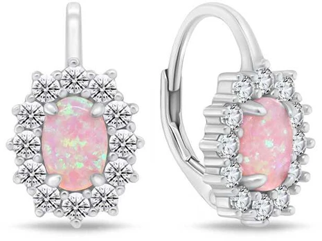 Brilio Silver Charming sidabrinis earrings with zircons and pink opals EA1127WP