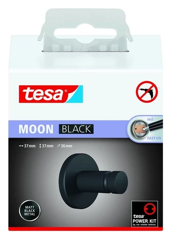 tesa MOON Juodas Håndklædekroge Lim Metal