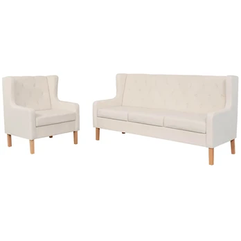 Sofa Sofos komplektas, 2vnt., audinys, kreminė balta