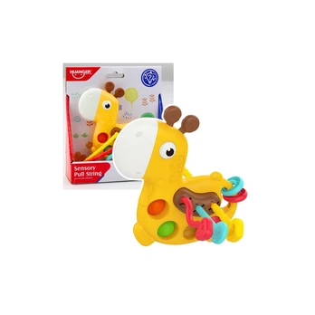 Lean Toys Sensory Toy Giraffe For Pulling Strings Geltona