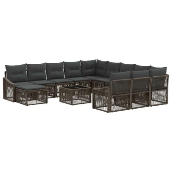Sodo Sofų Rinkinys 13 pcs Pilka poliratanas