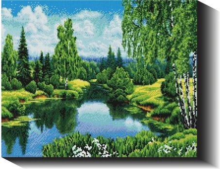 Vasara prie upės 40×50 cm (kvadratiniai deimantukai)