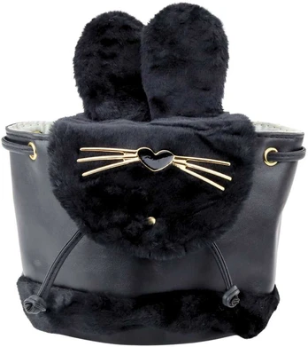 Lean Children's Backpack Plush Ears Adjustable Strap Juodas 22cm 4L