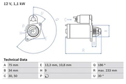 BOSCH 0 986 025 610 Starteris