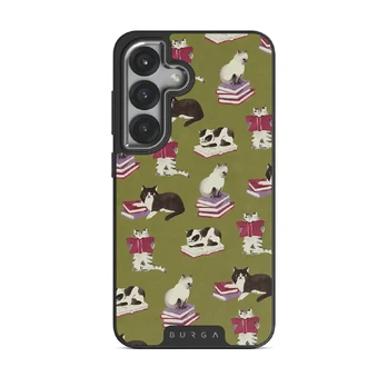 Curious Cat - Samsung Galaxy S25 Case, Elite Dark (Magnetic) / Silver