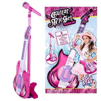 Elektrinė gitara su mifrofonu, rožinė