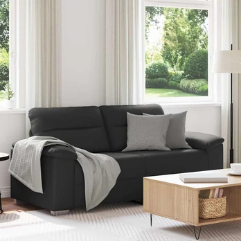 Dvivietė sofa, juoda, 140 cm, dirbtinė oda