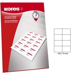 Lipnios etiketės KORES A4 105x74mm. 8 lip. 100l.