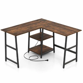 Bonideco Select Rašomasis stalas 120x120x75cm., rudos/juodos spalvos