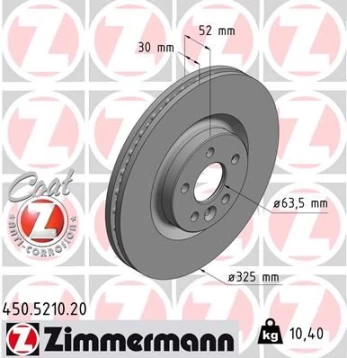 Stabdžių diskas ZIMMERMANN 450.5210.20