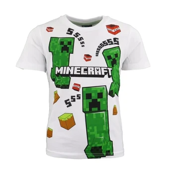 Marškinėliai vaikams Minecraft, balti