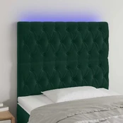 Galvūgalis su LED, tamsiai žalias, 100x7x118/128cm, aksomas kaina