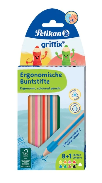 Pieštukai spalvoti 8+1sp GRIFFIX L+R