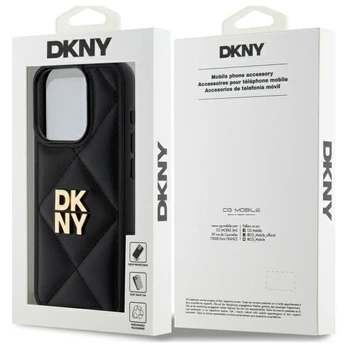 DKNY Quilted Stack Logo iPhone 15 Pro dėklas – juodas