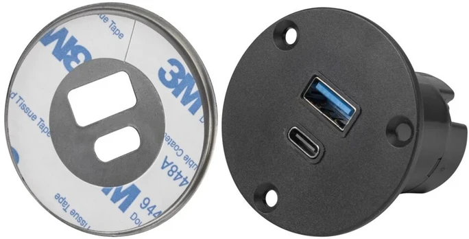 SLOT USB A+C socket charger 24W with power supply, juodas