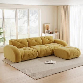 Modulinė sofa, L-forma, 32D putos, geltona, 1 vnt