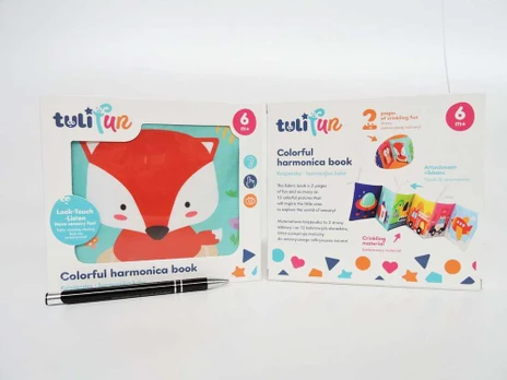 Knygelė-harmonika su čežančiais puslapiais Tuli Fun, nuo 6 mėn