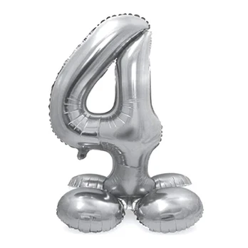 Pastatomas balionas skaičius 4, sidabrinis, 40 cm