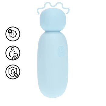 Mochi Mini Chunky Wand Vibrator Blue - Compact 8-Function Silicone Model