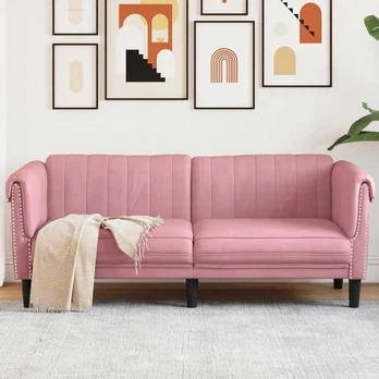 Dvivietė sofa, rožinės spalvos, aksomas