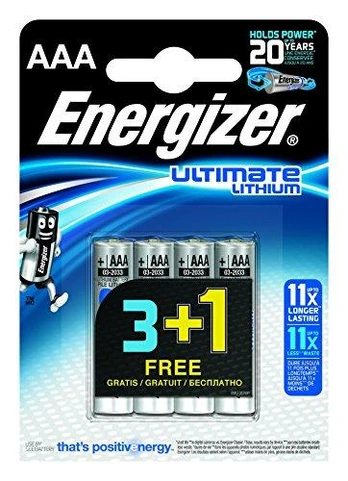 Battery, ENERGIZER Ultimate Lithium, AAA, L92, 1.5V, 4 pcs